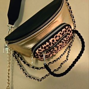 Steve Madden Leppard & Gold Crossbody Fanny Pack w/Dust Bag